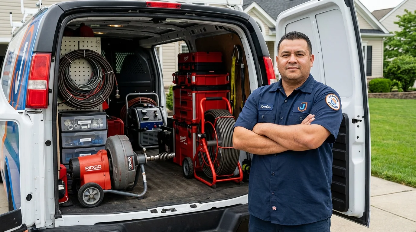 Professional drain cleaning equipment and Johns Plumbing LLC plumber in Far Rockaway