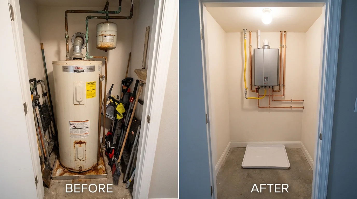 Tank water heater versus wall-mounted tankless unit comparison for Far Rockaway, NY homeowners