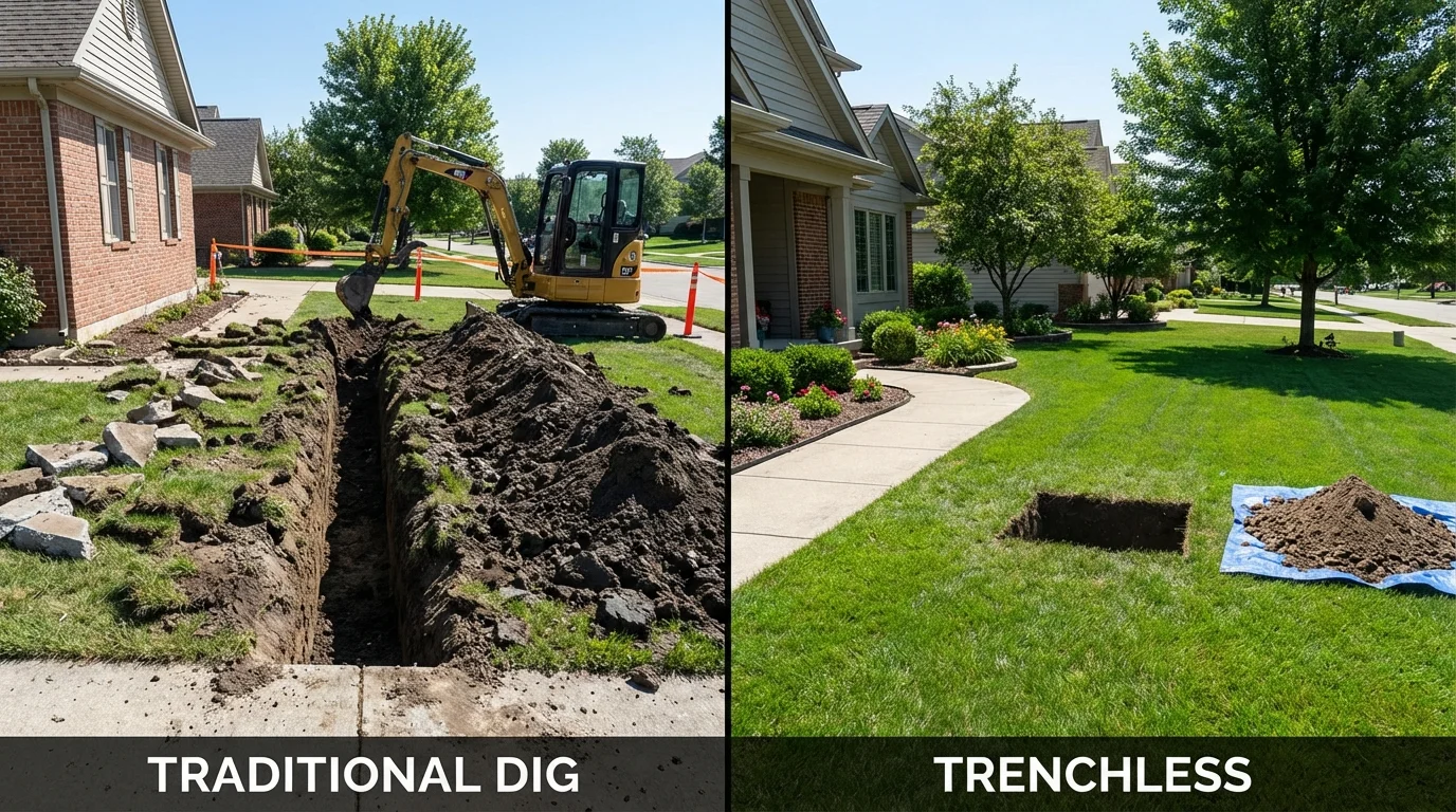 Trenchless sewer repair with minimal yard damage versus traditional excavation in Far Rockaway, NY